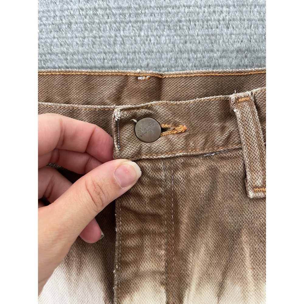 Vintage Upcycled Wrangler Cut Off Shorts Size 34" Tie Dye Ombre Brown 2" Rodeo - Picture 7 of 7